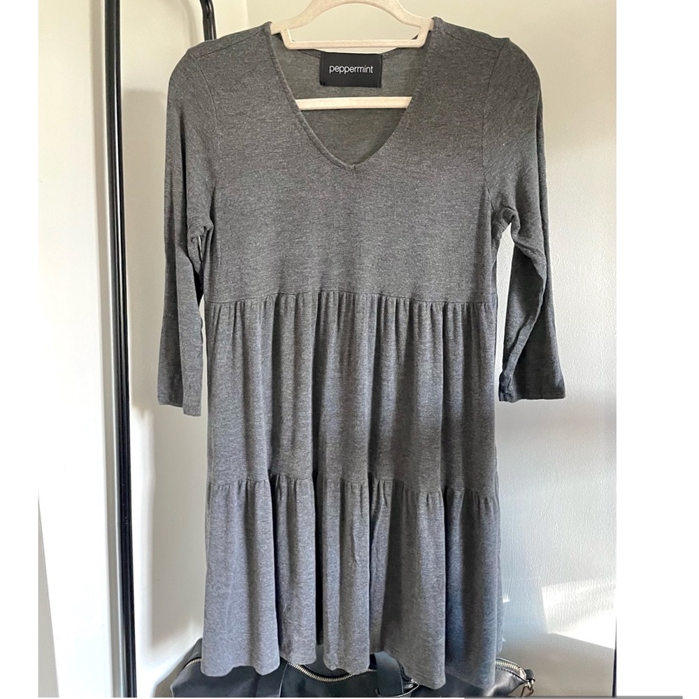 S Peppermint Boutique Casual Grey Babydoll Dress